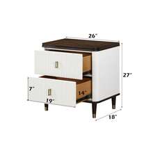 Carena White & Walnut Finish Night Stand W/USB On-Site - Gray + Mirror - View 8