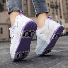 Aufgerüstete 4-Rad Rollschuhe, abnehmbare Räder, geeignet für Teenager, Studenten, Erwachsene, Paar, modische Outdoor-Sportschuhe, unisex - Violett - Übersicht 7