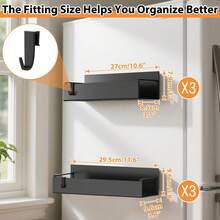6 Pack Magnetic Spice Rack With 12 Movable Hooks, Space Saving Magnetic Spice Organizer Shelf For Refrigerator, Microwave, Seasoning Organizer For Kitchen - 白色 - 查看 2