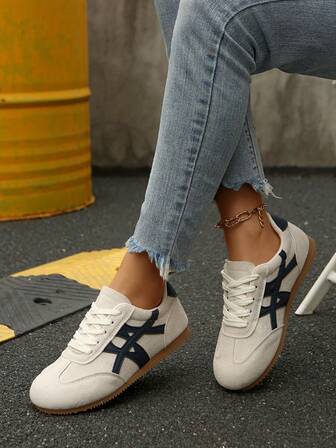 Zapatos deportivos casuales cómodos y versátiles para mujer, con suela blanda y cordones, zapatillas transpirables para estudiantes, zapatos tipo Gump
