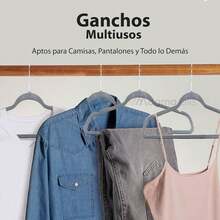 MAGMALIFE 50 Ganchos para Ropa de Terciopelo, Gancho Plateado Giratorio de 360 Grados, Adecuado para Todo Tipo de Ropa, Antideslizante (Gris) - Burdeos - Ver 9