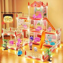 女孩 DIY 公主屋玩具套装、娃娃屋、城堡别墅、公主城堡娃娃屋、带家具和配件的 DIY 房子（颜色随机）、装饰娃娃宫殿，适合女孩和儿童的生日和圣诞礼物 - 彩色 - 查看 9