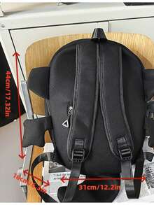 1pc Black/White/Gray/Neon Green Nylon Mesh Material 3D Shark Shaped Creative Cartoon Cute Casual Shark Backpack, Large Capacity Couple Backpack, Niche, Personalized, Casual Travel Rucksack, School Bag Fits Books, Stationery, Documents, Tablet, Phone, Water Bottle, Suitable For School, Travel, Cycling, Hiking, Outdoor Activities - Multicolor - View 9