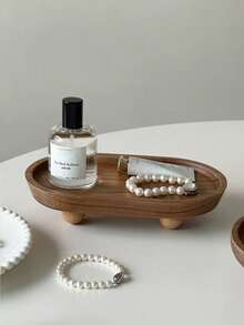 2pcs/1pc 7.8*4.65*1.69 Inch Wooden Tray, Aromatherapy Decor Key Holder Tray, Creative Dessert Plate, Entryway Organizer Tray, Wooden Candle Holder, Small Wooden Riser For Kitchen Counter - Multicolor - View 6