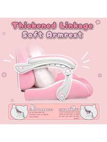 Pink Gaming Chair For Girls With Cat Paw Lumbar Cushion & Cat Ears, Ergonomic Reclining Computer Chair With Footrest & Headrest For Kids & Adults - 白色 - 查看 6