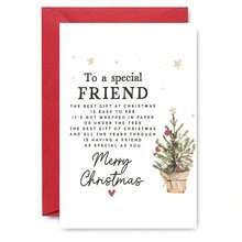 Special Friends Christmas Card - "To Special Friends" Poem | Snowflakes And Sparkling Pink Tree Art, Handwritten Merry Christmas, Suitable For Best Friends, Emotional Festivals, Festival Seasons, Sincere Information, High Quality Printing, Detailed Artworks - 紅色 - 查看 1