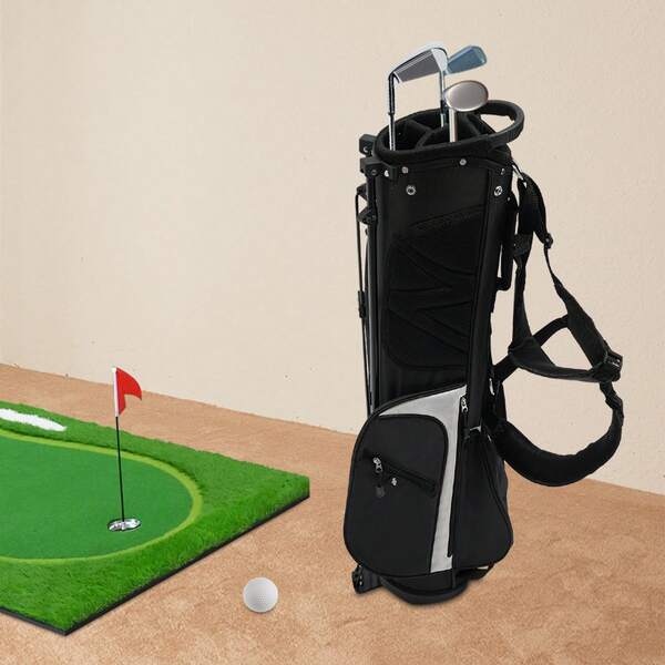 LianDu-US 3 Dividers Golf Stand Bag, 5 Pockets Portable Golf Stand Bag With Shoulder Strap Suitable For Most Sizes Of Golf Clubs, 6.49*36.02in (W*H)