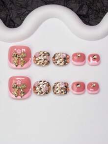 Set de 10 pegatinas de arte de uñas Y2K hechas a mano, envoltorios de uñas con puntas francesas nude y rosa con rhinestones, lazos, diseños de flores, adecuados para fiestas, bodas y uso diario, incluye herramientas, gran regalo para mujeres y niñas, suministros para uñas - Multicolor - Ver 1