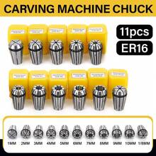 ER16 夹头 ER 夹头卡盘 精密 1mm-13mm 弹簧，适用于 CNC 铣床刀架、雕刻机主轴电机 11 件装 - 銀色 - 查看 2