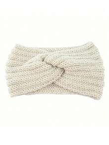 1 pezzo di fascia per capelli in lana lavorata a maglia di moda e calda a croce, per adolescenti in autunno e inverno, fascia per capelli fatta a mano - Multicolore - Visualizzare 3