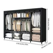 Armarios, armarios portátiles para dormitorios, armarios portátiles simples, resistentes y duraderos con tubos de acero inoxidable de 16 mm de diámetro, con soportes, estantes de almacenamiento y bolsillos laterales para colgar ropa - Multicolor - Ver 12