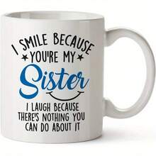 [Ceramic Funny] 1pc Ceramic Coffee Cup Funny Letter Print, Reusable Insulated Mug For Adults Hand Wash Only, Perfect For Halloween & Christmas Gift For Brother And Sister And Uncle And Aunt - Multicolor - View 7