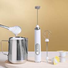 1pc Electric Hand Mixer - USB Rechargeable, 1200mAh, 3-Speed Adjustable, Comes With 2 Stainless Steel Beaters, Suitable For Whipping, Milkshake, Sauce, Puree, Cream, Cappuccino, Hot Chocolate, Milk Frothing - Upgrade Your Dining And Kitchen