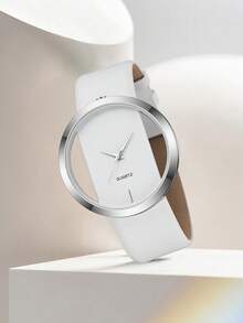 2件套，白色女士手表，时尚简约石英模拟手表，蝴蝶表带，表带套装，送给她的完美礼物 - 白色 - 查看 3