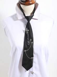 1件男女通用十字架和心形水钻装饰项链吊坠，适合街头、摇滚音乐会、万圣节派对、暗黑主题派对、摄影等场合。 - A - 查看 14