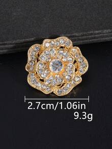 2颗/套 玫瑰花多层全钻镂空金属纽扣，适用于服装装饰、DIY工艺品、鞋子、帽子、包包、珠宝礼盒配件 - 彩色 - 查看 11