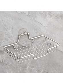 1 Soporte de jabón de acero inoxidable para el hogar, bandeja de jabón colgante sin perforación, adecuado para baño, cocina, cuadrado - Multicolor - Ver 8