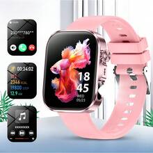 2025新款高清全触控智能手表，男女通用 - 无线通话/短信/多种运动模式/远程拍照/户外LED灯，兼容安卓和iOS系统，USB充电，合金外壳/硅胶带/金属条，现代风格清晰显示屏，是理想的礼物之选，可追踪运动数据，健身智能手表，多功能智能手表，适合万圣节、感恩节、圣诞节等节日佩戴。