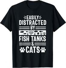 Fischbeckenliebhaber Katzenbesitzer Lustiges Aquarium Aquarist Männer T-Shirt Frauen T-Shirt Grafik T-Shirts Crop Tops Outfits Tops T-Shirt - Schwarz - Übersicht 2