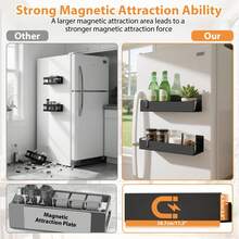 6 Pack Magnetic Spice Rack With 12 Movable Hooks, Space Saving Magnetic Spice Organizer Shelf For Refrigerator, Microwave, Seasoning Organizer For Kitchen - 白色 - 查看 6
