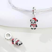 CYCUFF 1 Pc Silver Plated Charm Merry Christmas Bead Pendant Christmas Reindeer, Panda Pendant For Original Bracelet Necklace DIY Jewelry Making Jewelry Gifts Jewelry Decoration Christmas Gift