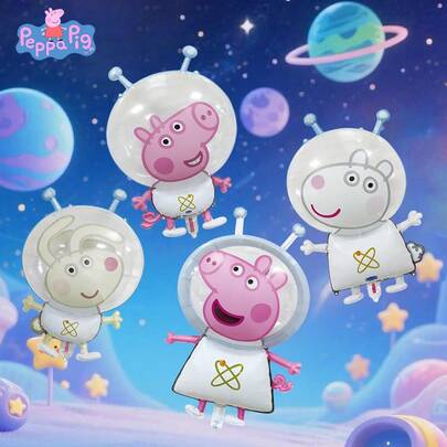 Hasbro 4件套官方授权太空系列气球套装，乔治、理查德、苏西，好朋友，可爱卡通风格手链装饰，嘉年华派对拍照道具，派对用品，圣诞节和生日礼物