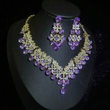 1 Set de joyería de lujo para novia, boda, fiesta formal y ocasión especial, que incluye collar y aretes - conjunto de joyas - Ver 2