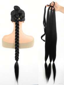 Long Braided Ponytail Hair Extensions 22Inch - 40 Inch Wraparound Extensions Ponytail Brown Black Natural Soft Synthetic Wigs For Women
