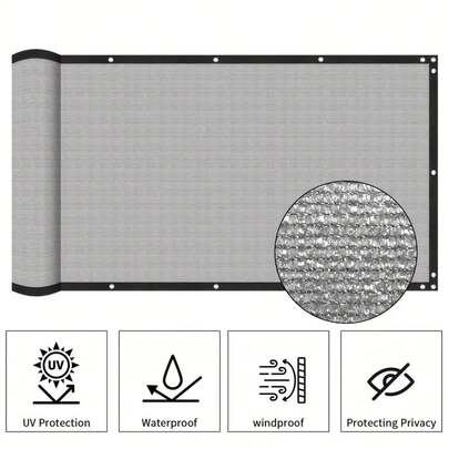 150GSM 重型隐私屏风围栏，带孔眼防风遮阳布，防紫外线，适用于公寓、露台、后院、泳池、门廊，包含 50 根扎带（1 件装，灰色）
