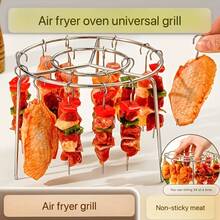 1 Set Stainless Steel Air Fryer Skewer Rack With 12 Skewers For DIY BBQ Meat Vegetables Fits 35qt To 55qt Air Fryer Oven Pressure Cooker No Flip Deep Fryer Accessories, Air Fryer Accessories, Kitchen Organization, Compact Design, Durable Construction, Cooking Accessory, Home Cooks, Meal Prep, Spacesaving Design, Rustresistant Material, Cooking Enthusiasts, Kitchen Accessories, Air Fryer Machine, Air Fryer Liner - 銀色 - 查看 3