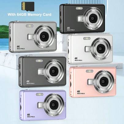 1 台 Q12 数码相机，配备 64G 内存卡、5000 万像素 2.4 英寸屏幕、可充电相机 CCD 和多种滤镜模式。便携式防抖智能变焦数码相机，适合户外使用