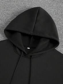 100% poliéster, artículo de 260g de manga larga, sudadera con capucha de moda para hombres con diseño de letras inspiradoras, diseño de cordón y bolsillo canguro. Ropa casual cómoda adecuada para las temporadas de otoño e invierno, lavable a máquina, adecuada para todas las estaciones, hecha con materiales de alta calidad. - Negro - Ver 2