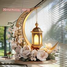 1 chiếc đèn lồng hoa và trăng lưỡi liềm, vật trang trí bắt nắng, tranh acrylic 2D, đồ trang trí treo. Thích hợp cho nhà cửa, nhà bếp, cửa sổ, tường, quà tặng Ramadan/Eid. - Nhiều màu - Xem 5