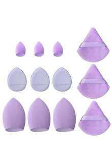 mik&joe 12件套柔软化妆海绵套装，新手化妆必备，易于上手，适用于底妆、定妆和细节妆容，干湿两用 - 紫色 - 查看 9