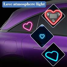 Solar-Powered Heart-Shaped LED Neon Love Atmosphere Light – IP65 Waterproof Valentine's Day Car Decor, Auto On/Off Romantic Ambient Light (Pink 2pcs) - 粉色 - 查看 4