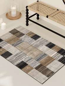 1pc Minimalist Style Indoor Decorative Large Rug, Crystal Velvet Material Indoor Carpet, Living Room Rug, Sofa Rug, Bedroom Rug, Anti-Slip Bedside Mat, Dining Room & Kitchen Rug, Office Chair Pad, Entryway Doormat, Outdoor Picnic Mat, Outdoor Camping Blanket - Multicolor-1 - View 17