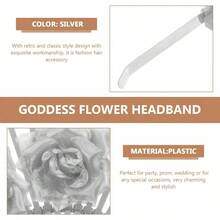 Healvian Diadema De Diosa Con Flores Plata Para Disfraz De Halloween Accesorios De Cosplay Ajustable Y CóModa Ideal Para Bodas Y Fiestas - pago - Ver 4
