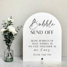 1pc Bubble Send Off Acrylic Sign, Bubble Send Off Sign, Bubble Send Off, Wedding Send Off Sign, Wedding Bubbles Sign For The New Mr And Mrs Acrylic Wedding Sign, Arch Bubble Exit Favors Newlywed Sendoff Signage,Wedding Signs,Wedding Decorations - Multicolor - View 2