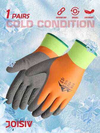 1 Pair JOISIV Unisex Winter Work Gloves For Cold Weather, Thermal Lined, Non-Slip, Keep Hands Warm, Ideal For Gardening, Snow Shoveling, Outdoor Snow Work, Ice Fishing, Hiking, Camping & Other Outdoor Activities
