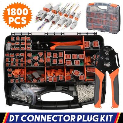 1800*Deutsch Connector Kit Crimp Tool Electrical Auto DT 2-12Way Plug Waterproof