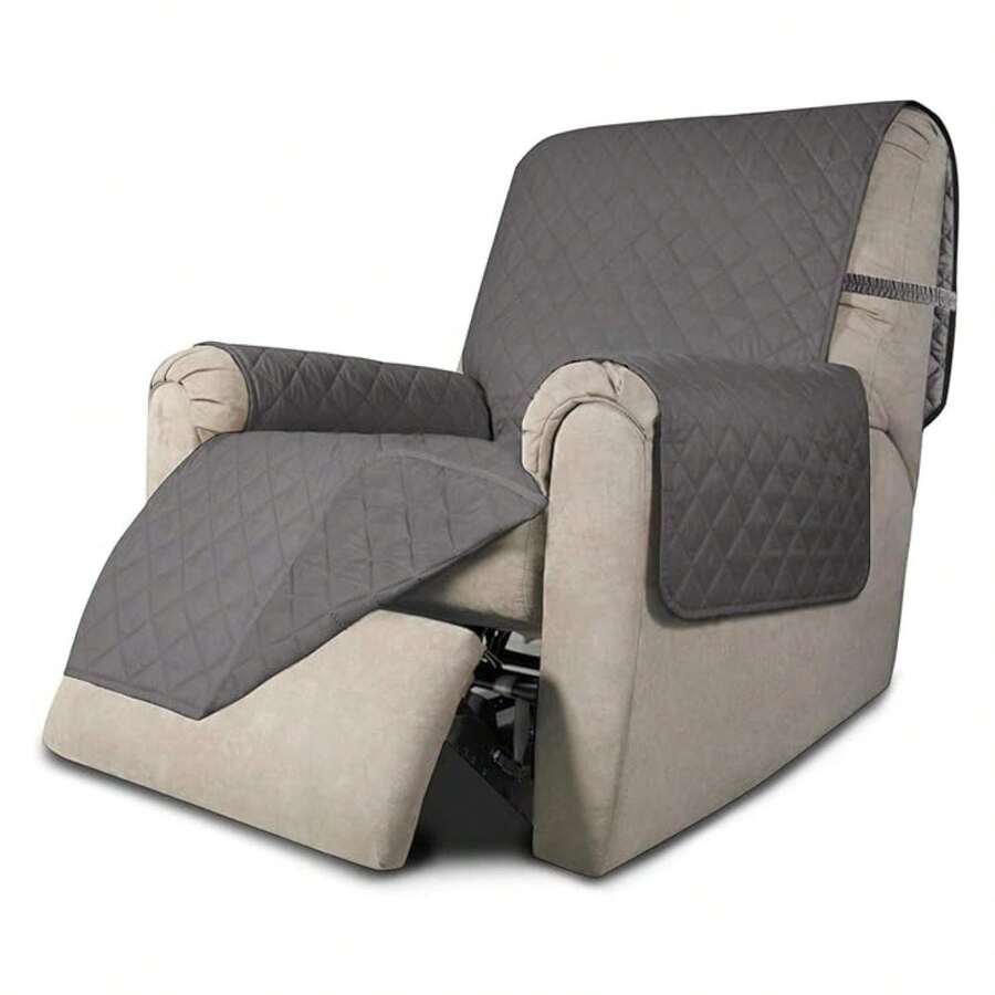 Recliner Chair Slipcover Reversible Sofa Cover Water Resistant Couch Cover Furniture Protector With Elastic Straps For Pets Dog Recliner, Gray/Gray - 多色1965 - 查看 1