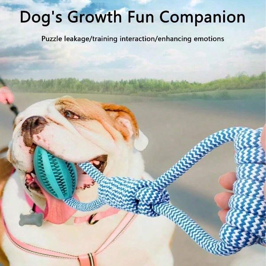 Dog Chew Resistant Cotton Rope Pull Leakage Food Ball - Pet Toy For Teeth Grinding And Cleaning - 淺藍色 - 查看 1