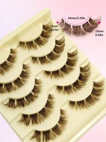 5 Pairs Rikuaild Brown False Eyelashes, Natural & Voluminous, Suitable For Beginners, Create Long & Lashes - Criss Cross lashes - View 2