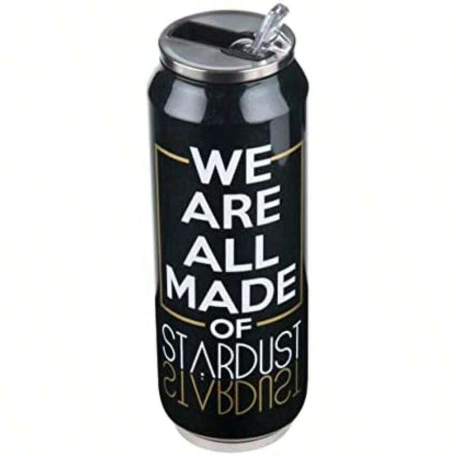 Termo de Acero Inoxidable | 700 ml | Diseño Neg GLT | Vaso Térmico con Popote | Para Bebidas Calientes o Frías | Negro| Running Decora(Stardust) - Multicolor - Ver 1