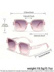 1 Set de 4 piezas de gafas de sol para niños y niñas de 4 a 8 años, con marcos en forma de corazón de colores dulces y lindos, y marcos cuadrados ligeramente brillantes, gafas de moda adecuadas para salidas festivas, combinación de atuendos y como regalos festivos - Multicolor - Ver 5