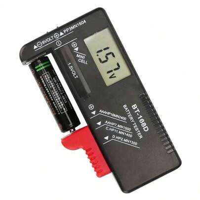Compact LCD Digital Battery Tester Suitable For All Household Batteries - Precise Voltage Checker For AA, AAA, C, D, 9V, 1.5V And 3.7V Button Cells - Easy-To-Read Display, Portable Design, No Need For Batteries