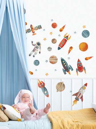 1 pieza/2 piezas - Pegatinas de pared de PVC removibles - [Astronauta, Carretera, Arcoíris] Vinilos adhesivos impermeables, adecuados para decoración del hogar, habitación, pared y cocina - Fácil de aplicar, ideal para sala de estar, dormitorio u oficina