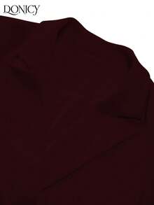 minisummer Đầm blazer nữ mùa xuân/hè mới, màu trơn, cổ chữ V, viền bèo, kiểu dáng tối giản, thanh lịch, sang trọng, màu đỏ tía, thích hợp cho các dịp thường nhật, đi chơi với bạn bè, hẹn hò, công sở, xem hòa nhạc và tiệc tùng. - Màu Đỏ Sâu - Xem 4