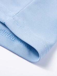 WASSUP OTHER Men's Shirt, Men's Loose Fit Casual Business POLO Shirt, Fashion Knit Sweater, Casual T-Shirt With Turndown Collar, Short Sleeve Top - Baby Blue - View 5