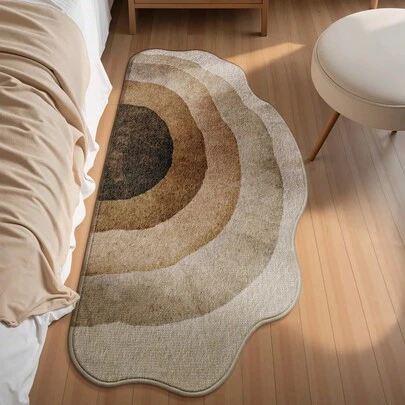 DAJIANG Thảm trải sàn hình bán nguyệt phối màu ombre, mềm mại và bông xốp, thích hợp cho phòng khách, tông màu nâu ấm áp, đế TPR chống trượt, phù hợp cho phòng ngủ, phòng tắm, nhà bếp, lối vào, hành lang, cạnh giường, phòng khách.